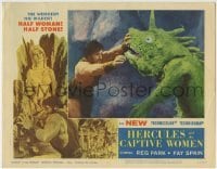 1x219 HERCULES & THE CAPTIVE WOMEN LC #8 1963 special FX scene of Reg Park fighting giant lizard!