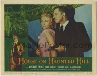 1x223 HOUSE ON HAUNTED HILL LC #1 1959 close up of Vincent Price holding Carol Ohmart & gun!