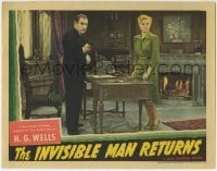 1x236 INVISIBLE MAN RETURNS LC 1940 Nan Grey by Cedric Hardwicke pointing gun at man he can't see!