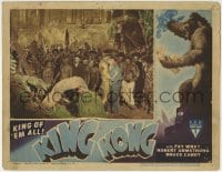 1x243 KING KONG LC R1946 Bruce Cabot holds beautiful Fay Wray in front of crowd of scared natives!