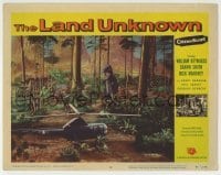 1x246 LAND UNKNOWN LC #6 1957 great image of fake looking dinosaur menacing fake helicopter!