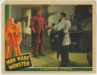 1x253 MAN MADE MONSTER LC 1941 Lionel Atwill looks at monster Lon Chaney Jr. in wacky red suit!