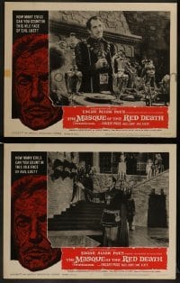1x172 MASQUE OF THE RED DEATH 2 LCs 1964 Vincent Price, Edgar Allan Poe, Roger Corman horror!
