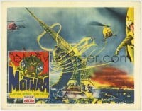 1x261 MOTHRA LC 1962 wonderful special effects scene with helicopters flying around giant larvae!