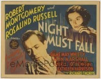 1x265 NIGHT MUST FALL TC 1937 Rosalind Russell sees Robert Montgomery w/ killer hands, ultra rare!