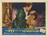 1x269 PIT & THE PENDULUM LC #5 1961 Vincent Price with hands around sexy Barbara Steele's neck!