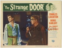 1x287 STRANGE DOOR LC #8 1951 close up of creepy Boris Karloff with dagger staring at Stapley!
