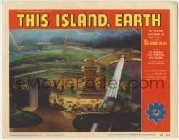 1x297 THIS ISLAND EARTH LC #8 1955 cool artwork image of spaceships over the futuristic planet!