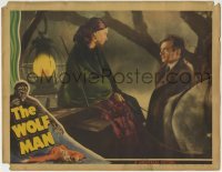1x304 WOLF MAN LC 1941 doubtful Claude Rains looking at gypsy Maria Ouspenskaya, great border art!