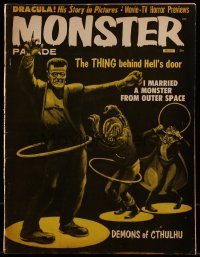 1x036 MONSTER PARADE magazine March 1959 art of Frankenstein, Dracula & Werewolf hula hooping!