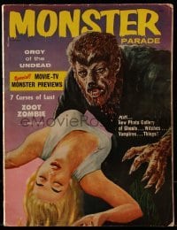1x037 MONSTER PARADE magazine November 1958 art of werewolf & victim, Zoot Zombie, Undead Orgy!