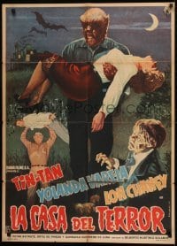 1x073 LA CASA DEL TERROR Mexican poster 1960 wacky images of Lon Chaney Jr., Mexican horror sci-fi!