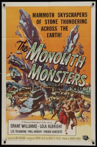 1x397 MONOLITH MONSTERS 1sh 1957 classic Reynold Brown sci-fi art of living skyscrapers!