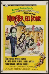 1x400 MUNSTER GO HOME signed 1sh 1966 by Al Lewis, wacky horror art of Gwynne, De Carlo and more!