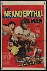1x404 NEANDERTHAL MAN 1sh 1953 great wacky monster image, nothing could keep him from his woman!