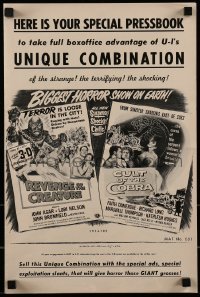 1x044 CULT OF THE COBRA/REVENGE OF THE CREATURE pressbook 1955 biggest horror show on Earth!
