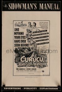 1x045 CURUCU, BEAST OF THE AMAZON pressbook 1956 Universal horror, monster art by Reynold Brown!