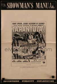 1x057 TARANTULA pressbook 1955 great art of people running from 100 foot high spider monster!