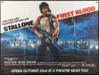 1x061 FIRST BLOOD subway poster 1982 artwork of Sylvester Stallone as John Rambo by Drew Struzan!