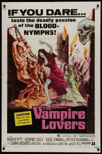 1x441 VAMPIRE LOVERS 1sh 1970 Hammer, taste the deadly passion of the blood-nymphs if you dare!