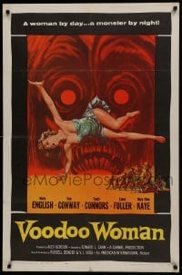 1x444 VOODOO WOMAN 1sh 1957 sexy Albert Kallis horror art, woman by day, a monster by night!