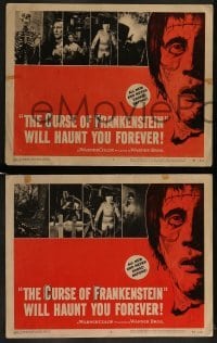 1x159 CURSE OF FRANKENSTEIN 7 LCs 1957 Peter Cushing, cool close up monster border artwork!