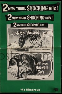1x059 WASP WOMAN/BEAST FROM HAUNTED CAVE pressbook 1959 fantastic horror/sci-fi double bill!