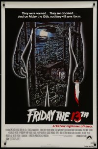 1y105 FRIDAY THE 13th 1sh R1980s great Alex Ebel art, slasher classic, 24 hours of terror!