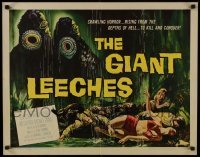 1y044 GIANT LEECHES 1/2sh 1959 rising from the depths of Hell to kill and conquer, cool horror art!