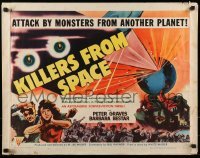 1y049 KILLERS FROM SPACE style B 1/2sh 1954 great full-color image, much better than 1-sheet!
