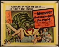 1y050 MONSTER THAT CHALLENGED THE WORLD 1/2sh 1957 great artwork of creature & its victim!