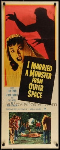 1y071 I MARRIED A MONSTER FROM OUTER SPACE insert 1958 great image of Gloria Talbott & alien shadow!