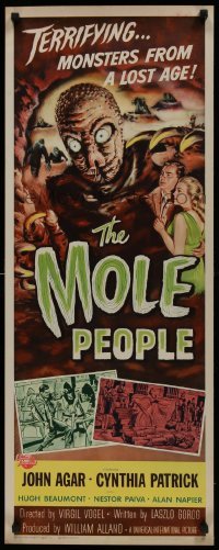 1y079 MOLE PEOPLE insert 1956 great Joseph Smith art of terrifying monsters from a lost age!