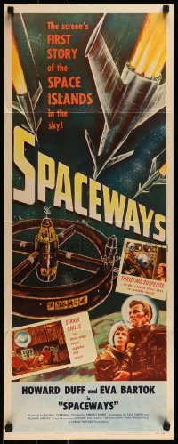 1y081 SPACEWAYS insert 1953 Hammer sci-fi, the screen's 1st story of the space islands in the sky!