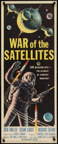1y085 WAR OF THE SATELLITES insert 1958 the ultimate in scientific monsters, cool astronaut art!