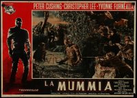 1y163 MUMMY Italian 19x27 pbusta 1959 Hammer horror, Christopher Lee as creature in swamp!