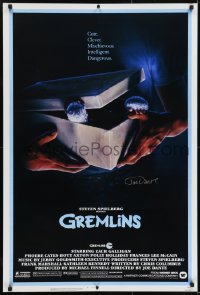 1y025 GREMLINS signed 27x40 REPRO poster 1980s by director Joe Dante, Christmas horror comedy!