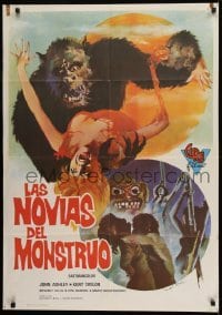 1y173 BRIDES OF BLOOD Spanish 1972 completely different art of monster with dismembered girl & more!