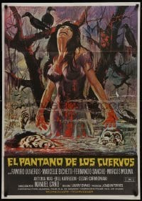 1y180 SWAMP OF THE RAVENS Spanish 1974 Manuel Cano's El Pantano de los Cuervos, wild horror art!