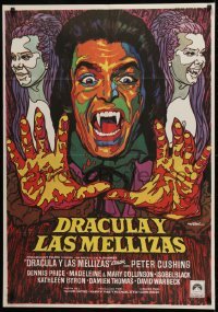 1y181 TWINS OF EVIL Spanish 1972 Hammer horror, cool colorful Mac artwork of vampires!