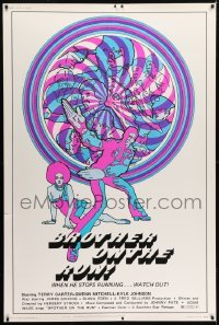 1z222 BROTHER ON THE RUN 40x60 1973 Terry Carter as Boots Turner, crazy psychedelic artwork by Fritz!