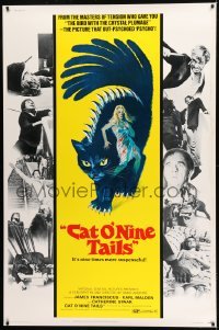 1z227 CAT O' NINE TAILS 40x60 1971 Dario Argento's Il Gatto a Nove Code, wild horror art of cat!