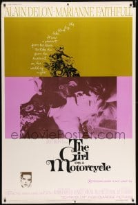 1z241 GIRL ON A MOTORCYCLE 40x60 1968 different art of sexy biker Marianne Faithfull & Delon!