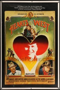 1z248 HEARTS OF THE WEST 40x60 1975 art of Hollywood cowboy Jeff Bridges by Richard Hess!