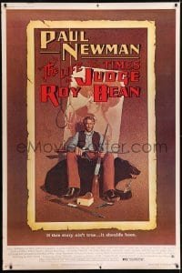 1z254 LIFE & TIMES OF JUDGE ROY BEAN 40x60 1972 John Huston, art of Paul Newman by Richard Amsel!