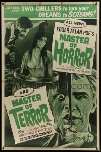 1z259 MASTER OF HORROR/4D MAN 40x60 1965 two chillers, blood curdling horror double-feature!