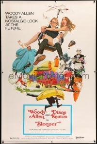 1z275 SLEEPER 40x60 1974 Woody Allen, Diane Keaton, wacky futuristic sci-fi comedy art by McGinnis!