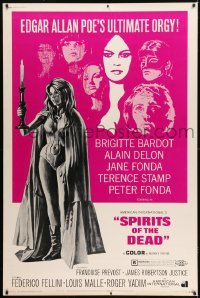 1z276 SPIRITS OF THE DEAD 40x60 1969 Federico Fellini, Reynold Brown artwork of sexy Jane Fonda!
