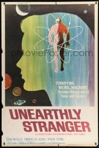 1z286 UNEARTHLY STRANGER 40x60 1964 cool art of weird macabre unseen thing out of time & space!