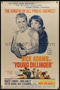 1z296 YOUNG DILLINGER 40x60 1965 Nick Adams, Mary Ann Mobley, filmed with machine-gun speed!